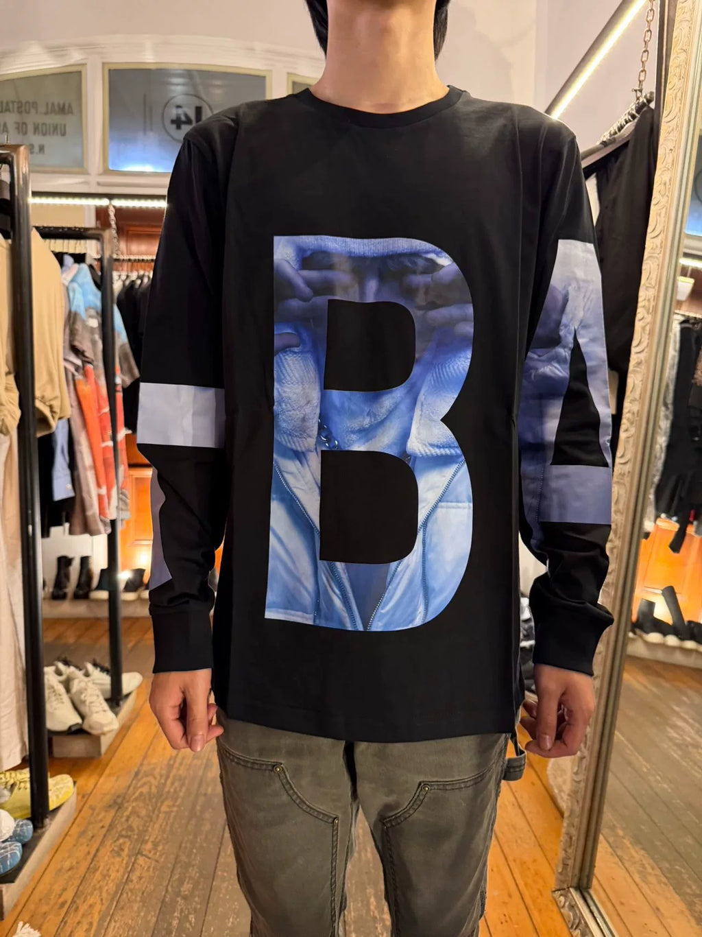 HBA Hood By Air FW15 Black Seven Wonders Long Sleeve Cotton Tee