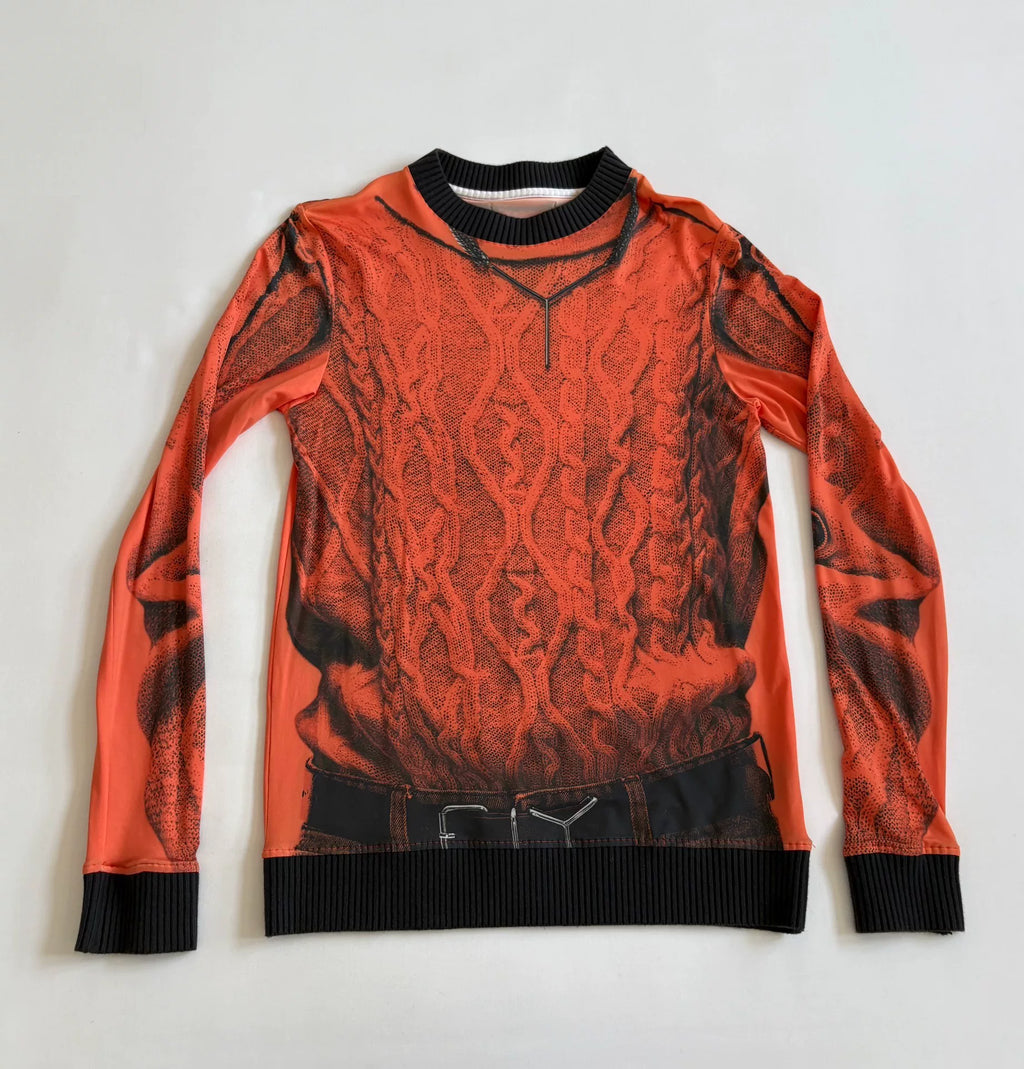 Jean Paul Gaultier Yproject Print Mesh Panel Knit Top