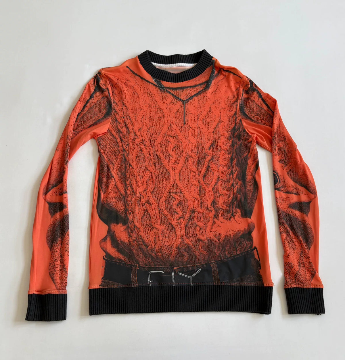 Jean Paul Gaultier Yproject Print Mesh Panel Knit Top