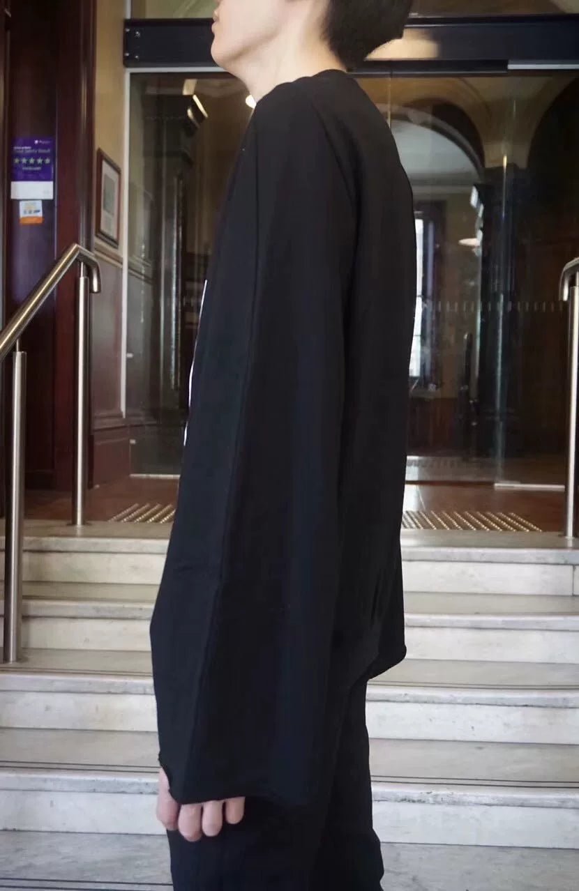 Julius SS17 Black Flared Sleeve Hooded Cotton Sweater