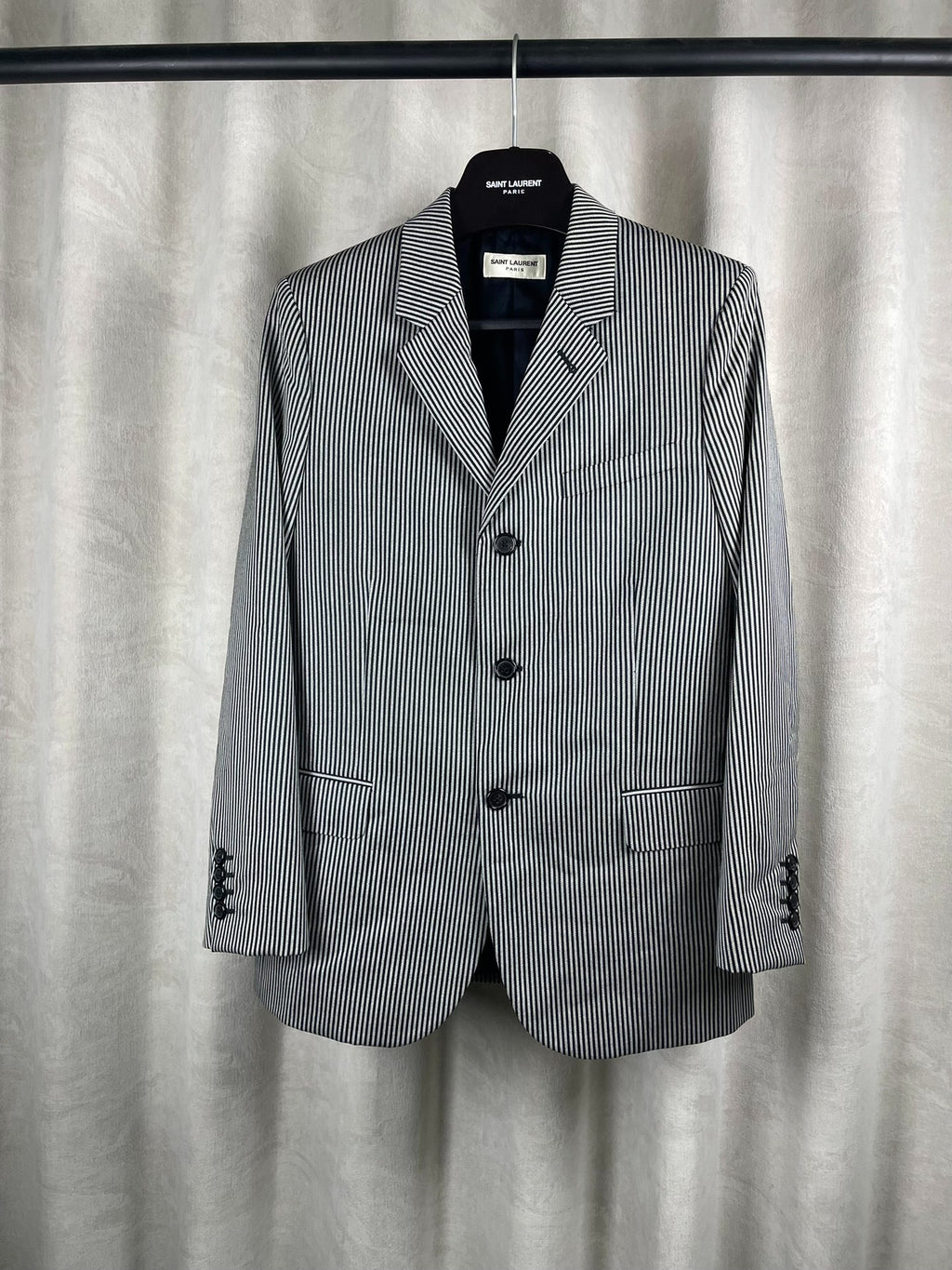 Saint Laurent SS15 Black White Stripe Suit