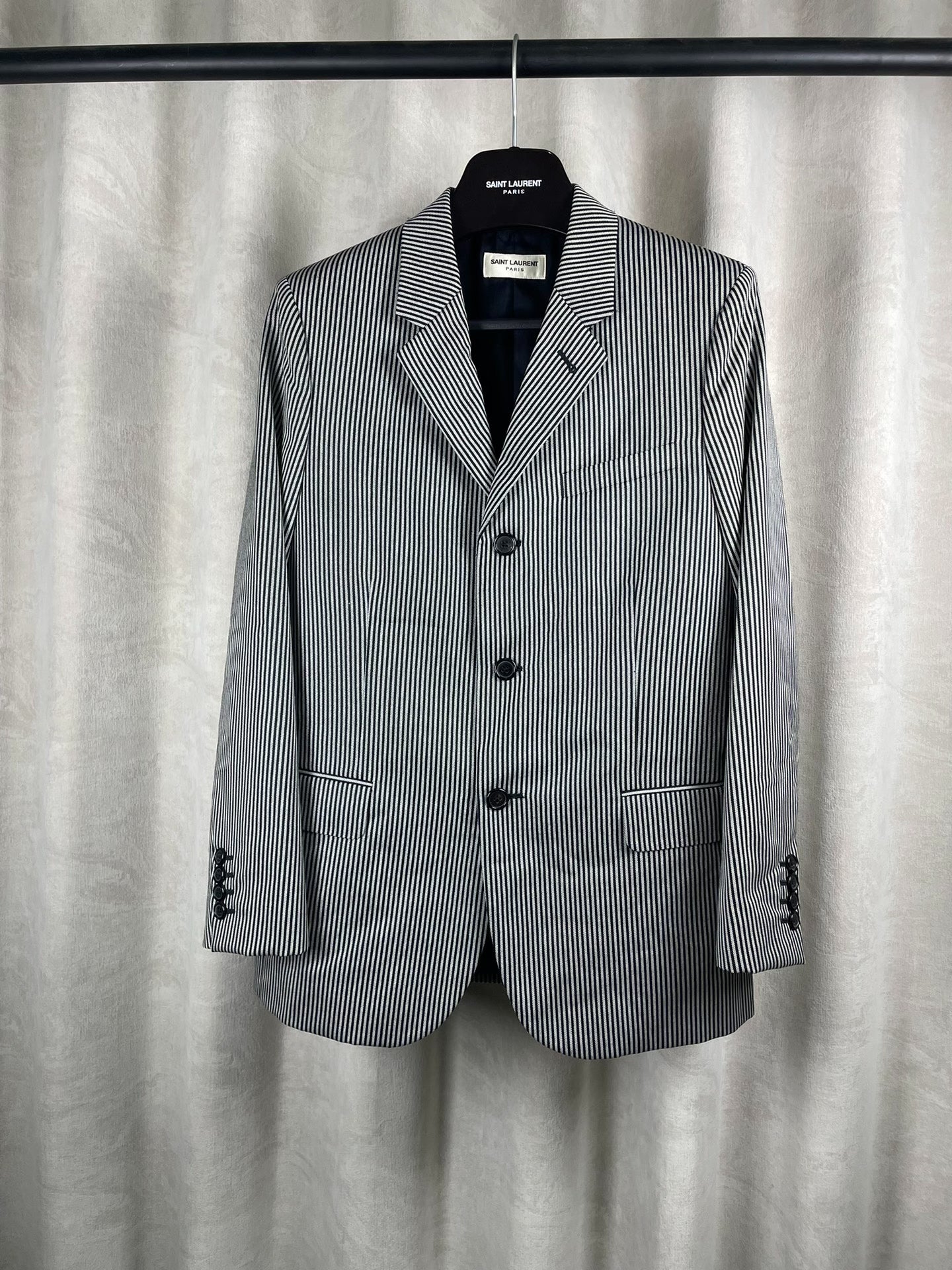 Saint Laurent SS15 Black White Stripe Suit