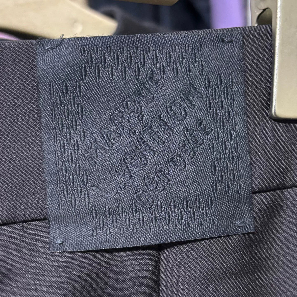 Louis Vuitton Black Metal Logo Wool Silk Trousers