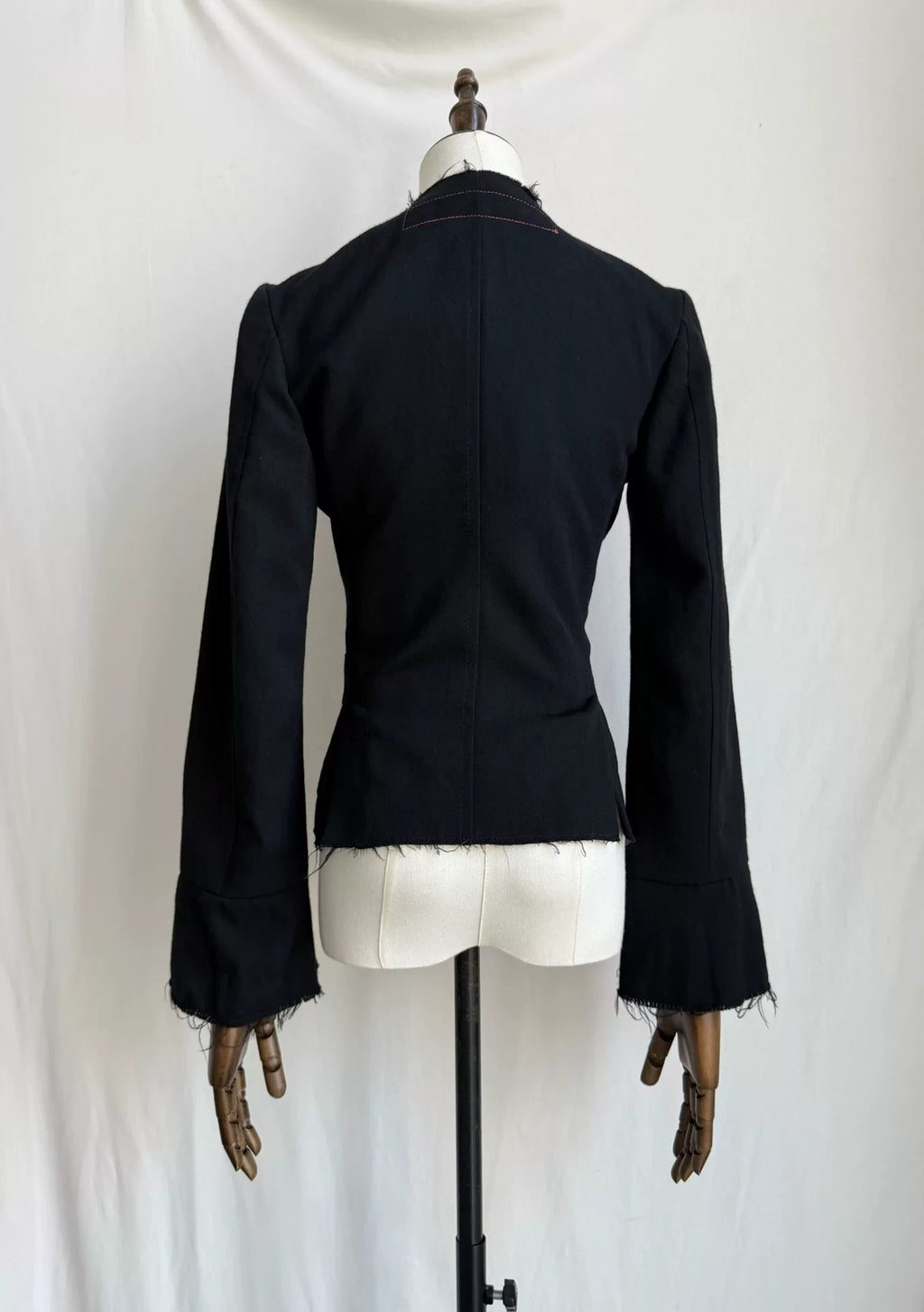 Junya Watanabe Black Stand-Collar Cinched Lace Wool Jacket