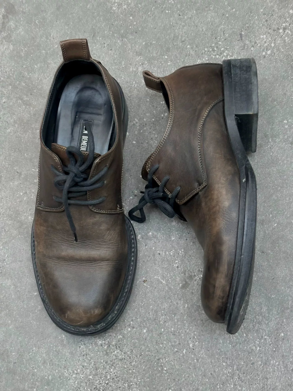 Ann Demeulemeester | Tea-Heart Leather Distressed Derby Shoes