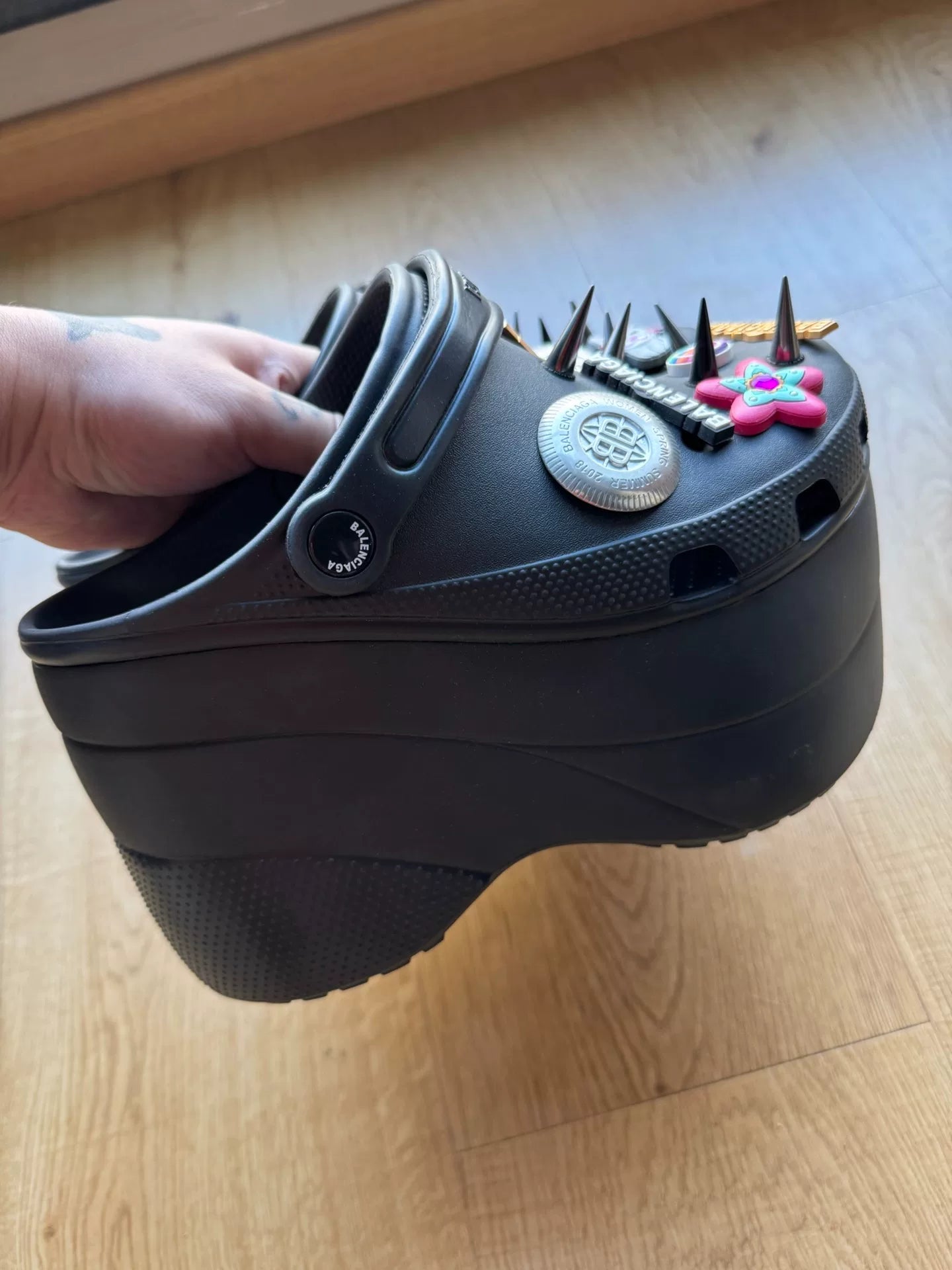 Balenciaga X Crocs Collaboration Runway Studded Platform Slides