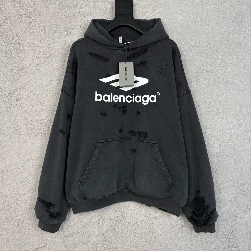 Balenciaga Black 3B Distressed Hole Sweater