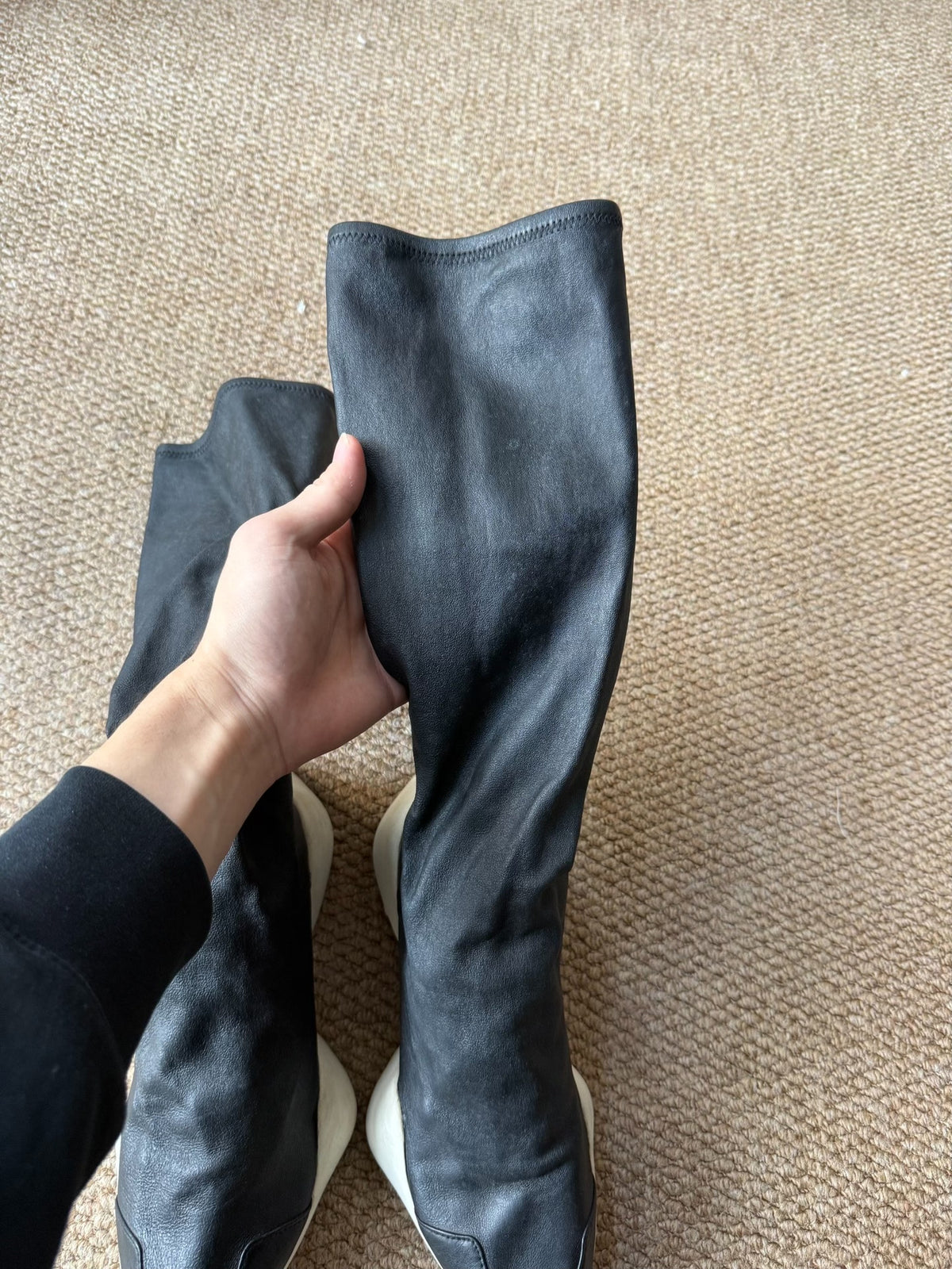 Rick Owens Black x Adidas Lambskin Horsebit Boots