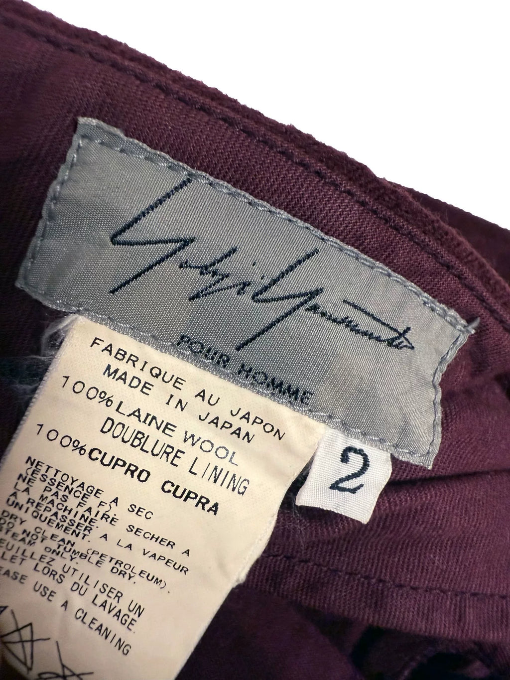 Yohji Yamamoto Pour Homme Mainline 12AW Runway Wool Burgundy Pants