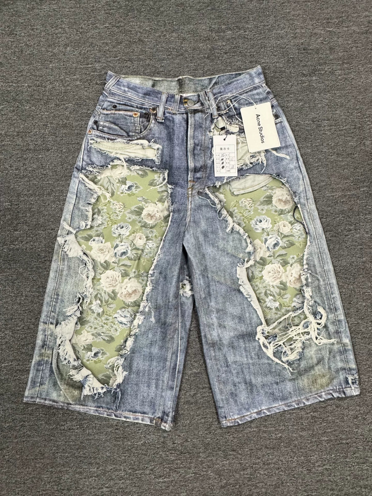 Acne Studios SS26 Floral Washed Denim Shorts