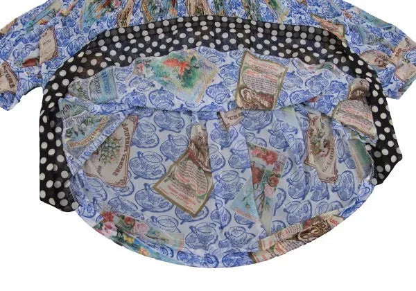 COMME des GARCONS Vintage Blue Floral Crew Neck Top