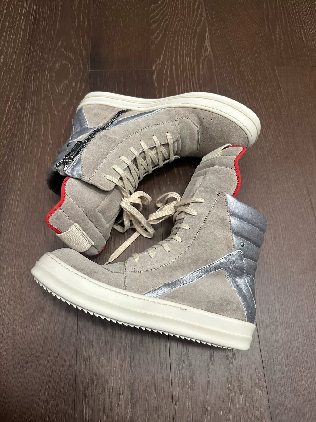 Rick Owens main line gray suede inverted triangle Sneakers