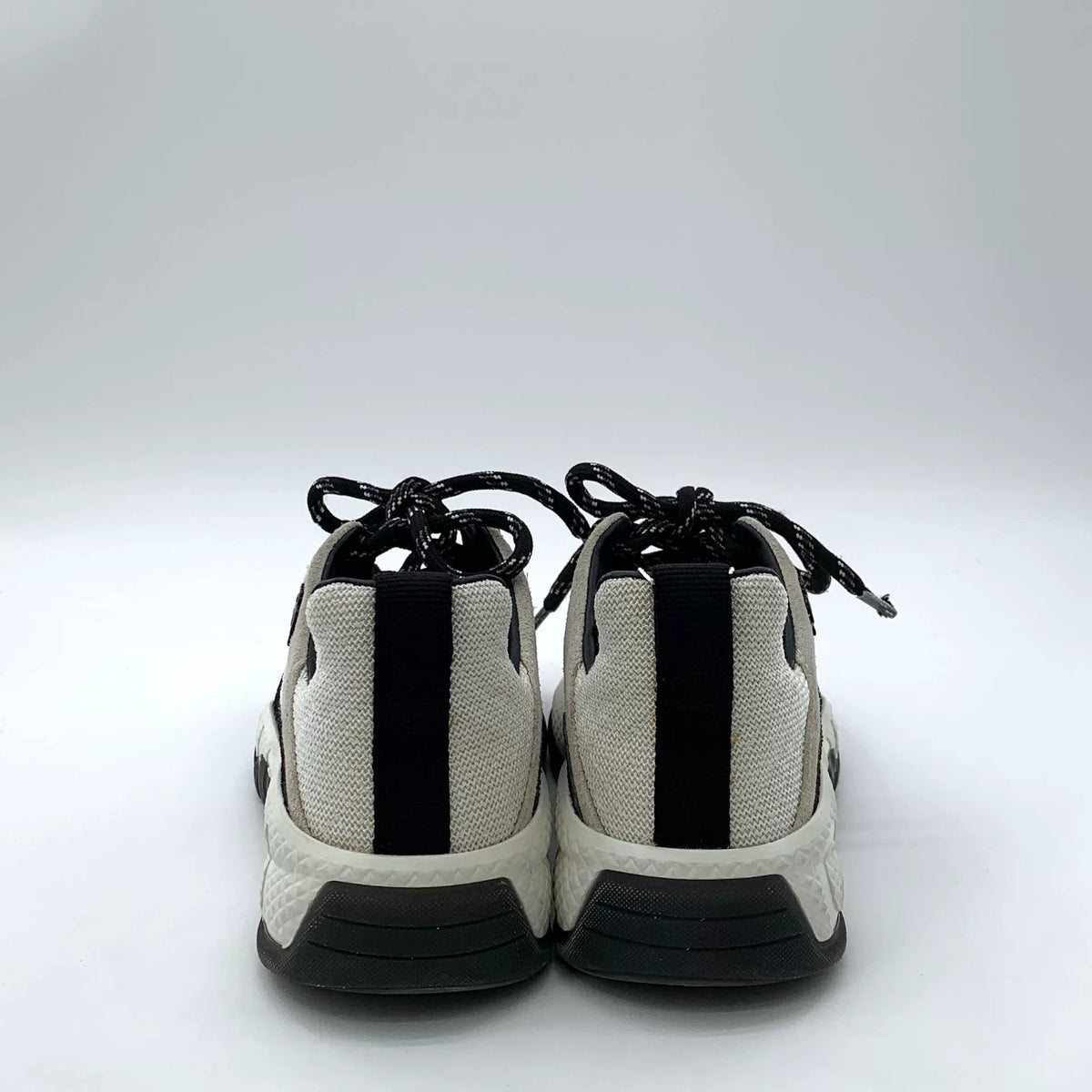 Chanel Grey Diamond-Quilted Double C Lace-Up Sneakers