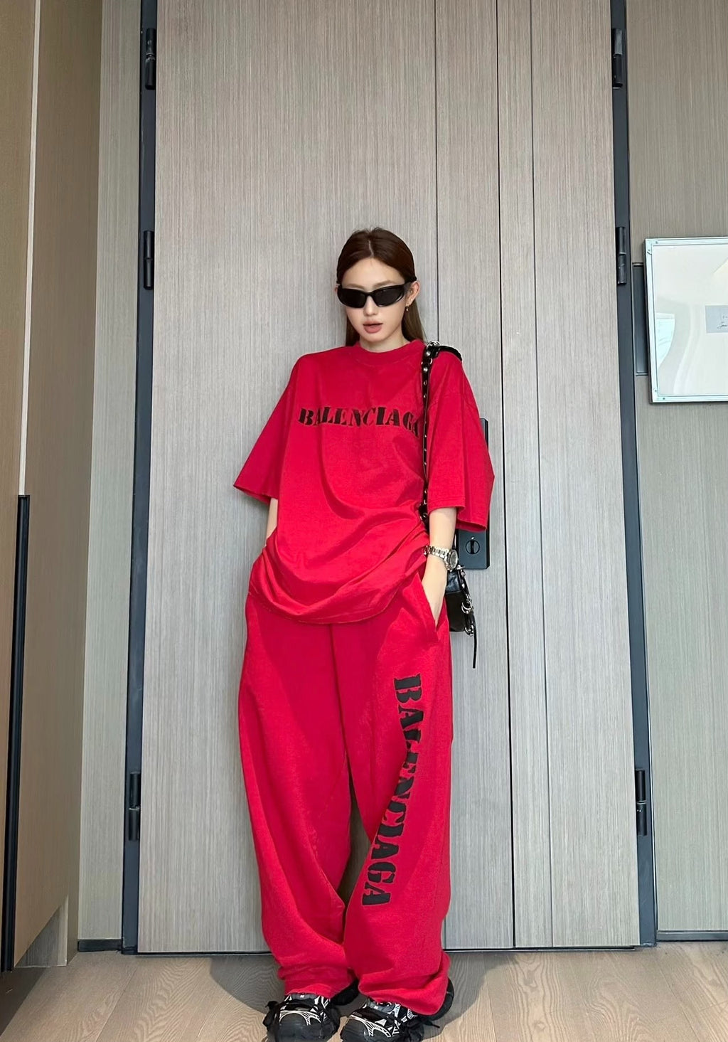 Balenciaga Red Logo Pants