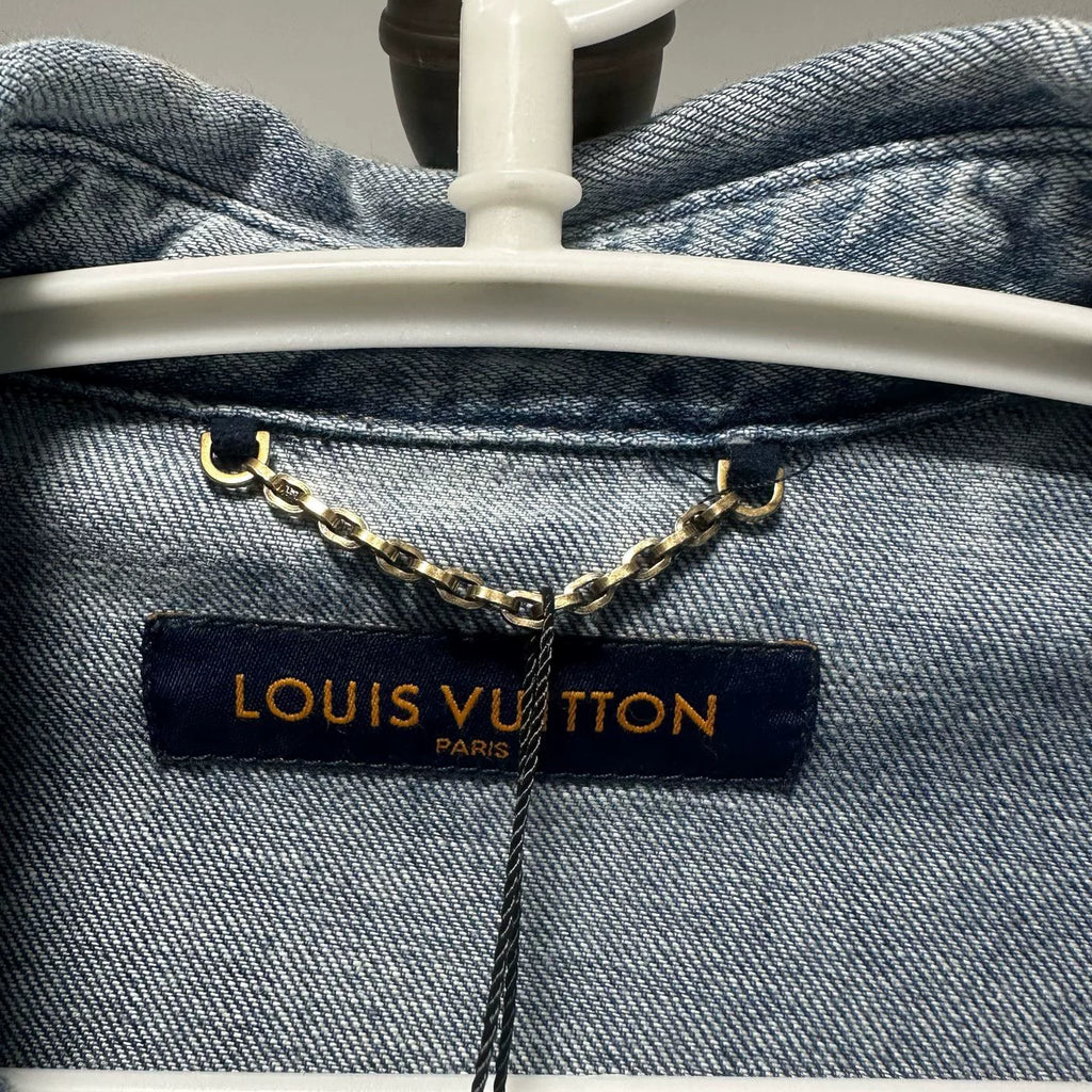 Louis Vuitton Blue Washed Distressed Denim Jacket