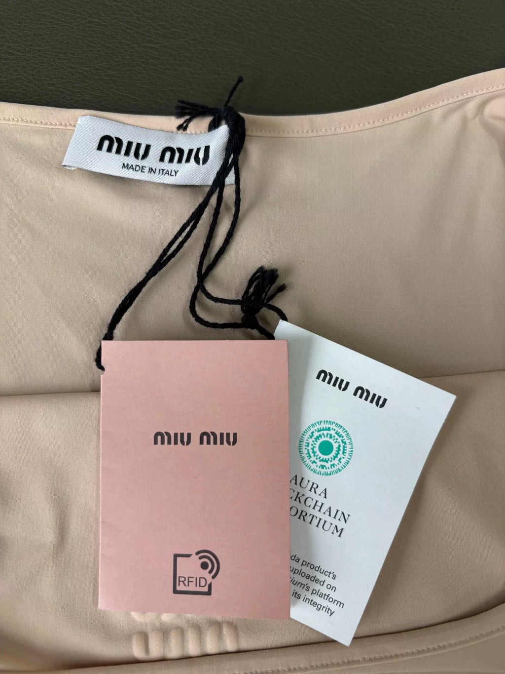 MiuMiu logo Nude Letter Print Camisole