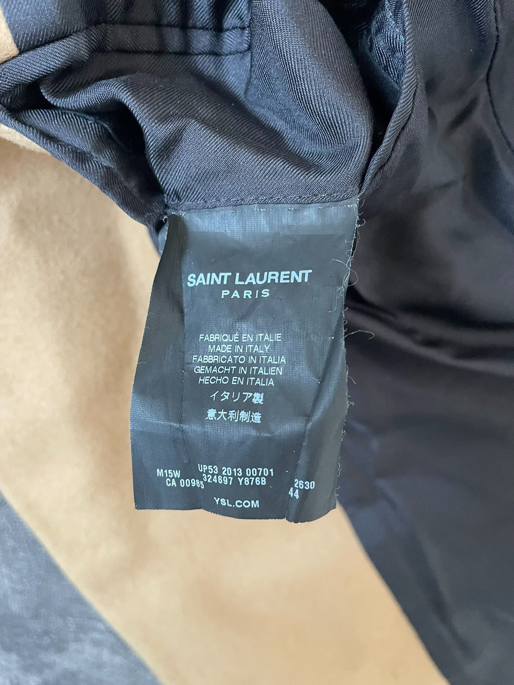 Saint Laurent Slp13 Velvet Collar Patchwork Coat
