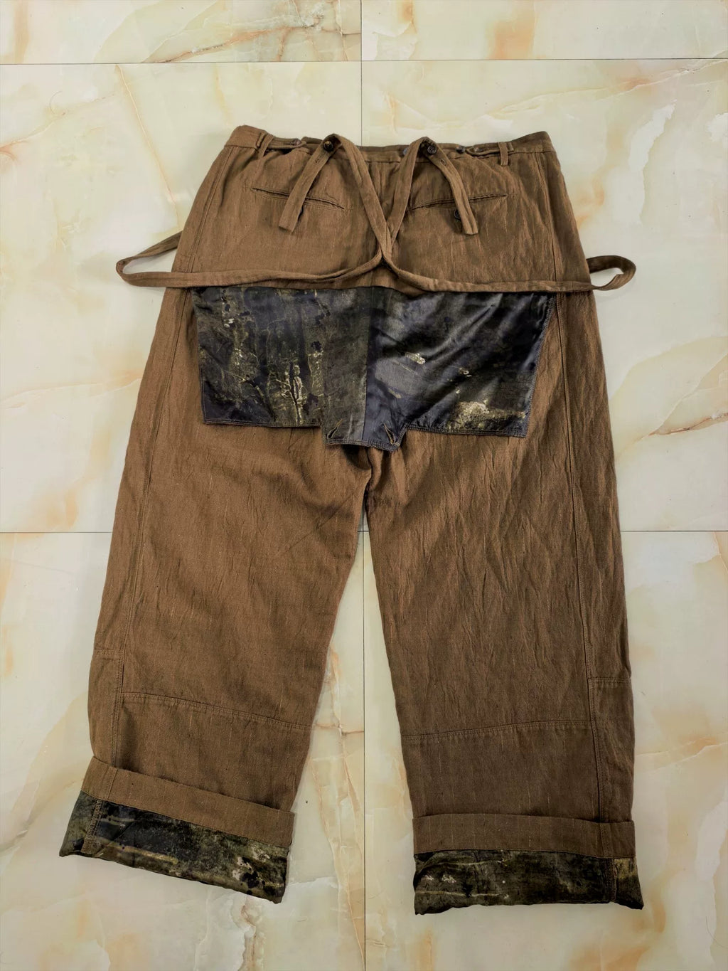 ziggy chen 21aw Bamboo Shadow Flap Hybrid Wool Gold Thread Subtle Pattern Overalls Long Pants