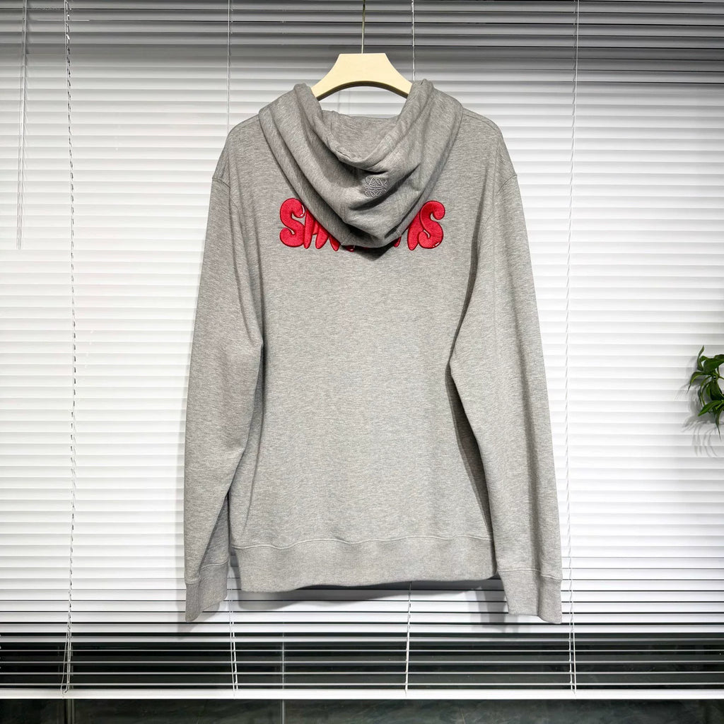 Loewe Hooded Embroidered Cotton Gray Hoodie