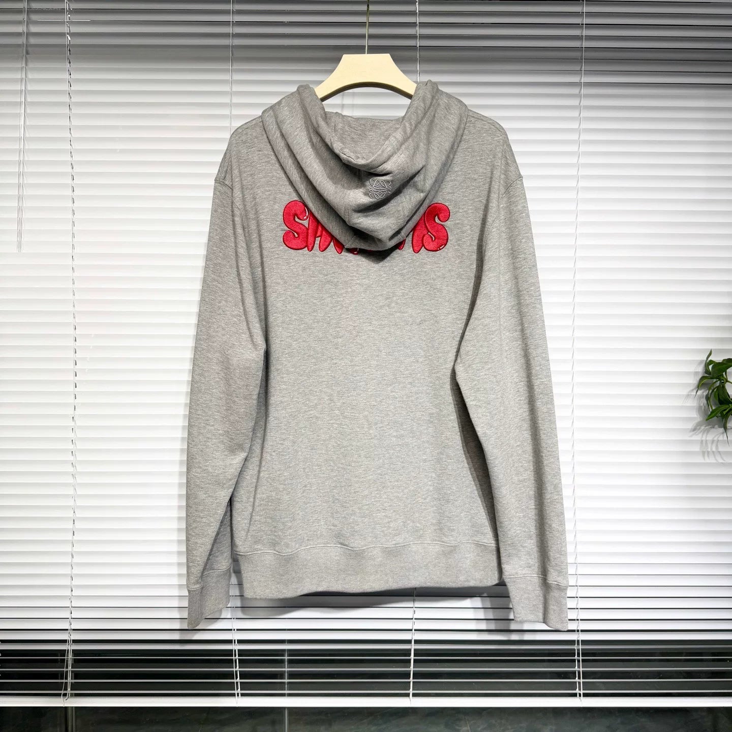 Loewe Hooded Embroidered Cotton Gray Hoodie