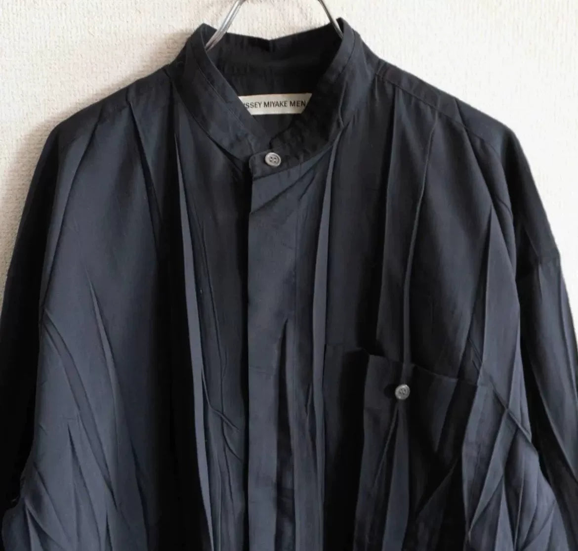 Issey Miyake Black Pleated Long Sleeve Shirt