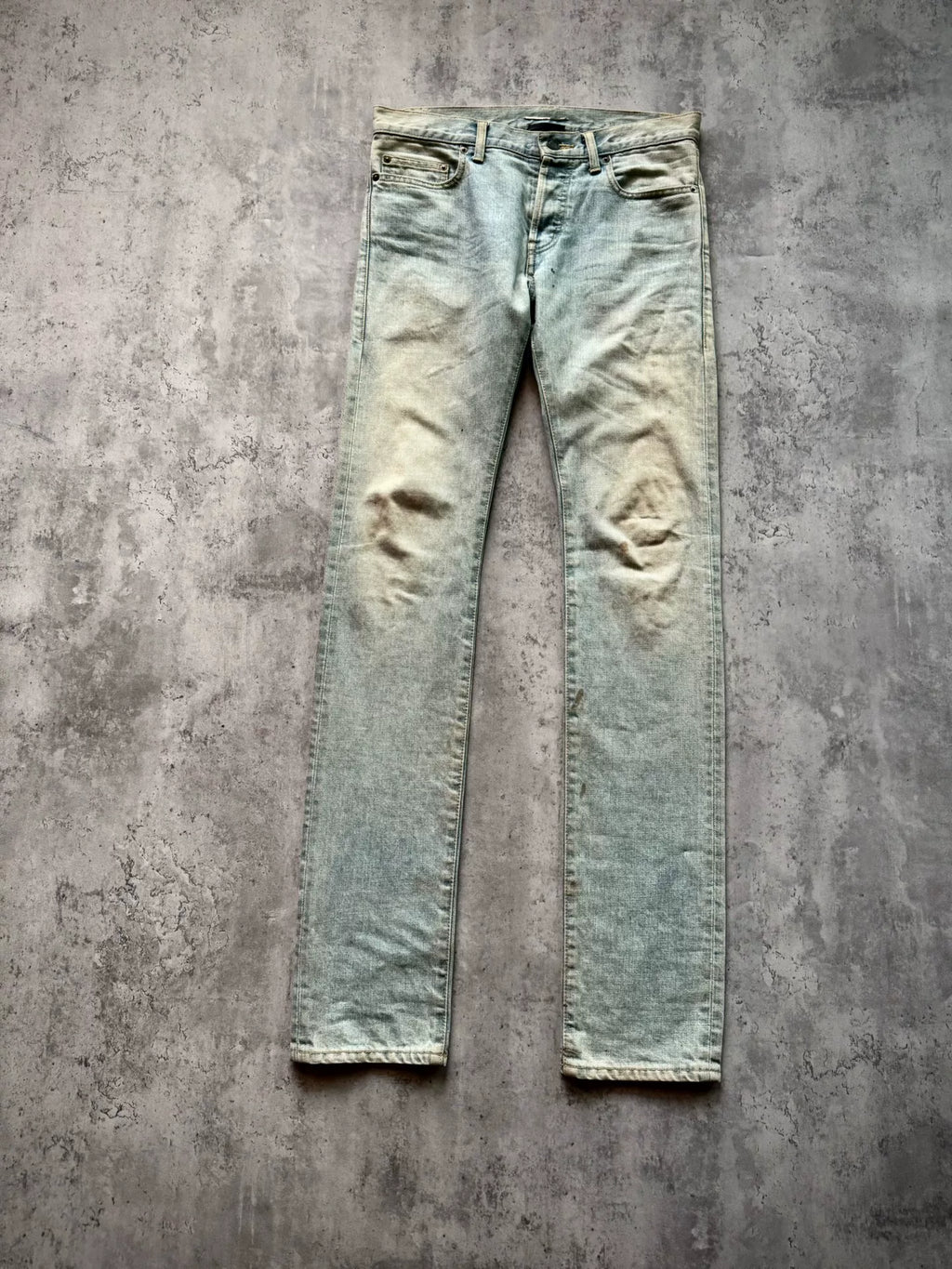 Saint Laurent Paris 13SS D01 Ice Blue Mud Dye Distressed Jeans by Hedi Slimane