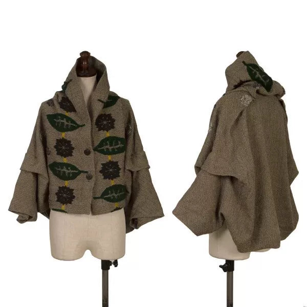 Issey Miyake Vintage Brown Leaf Wool Coat