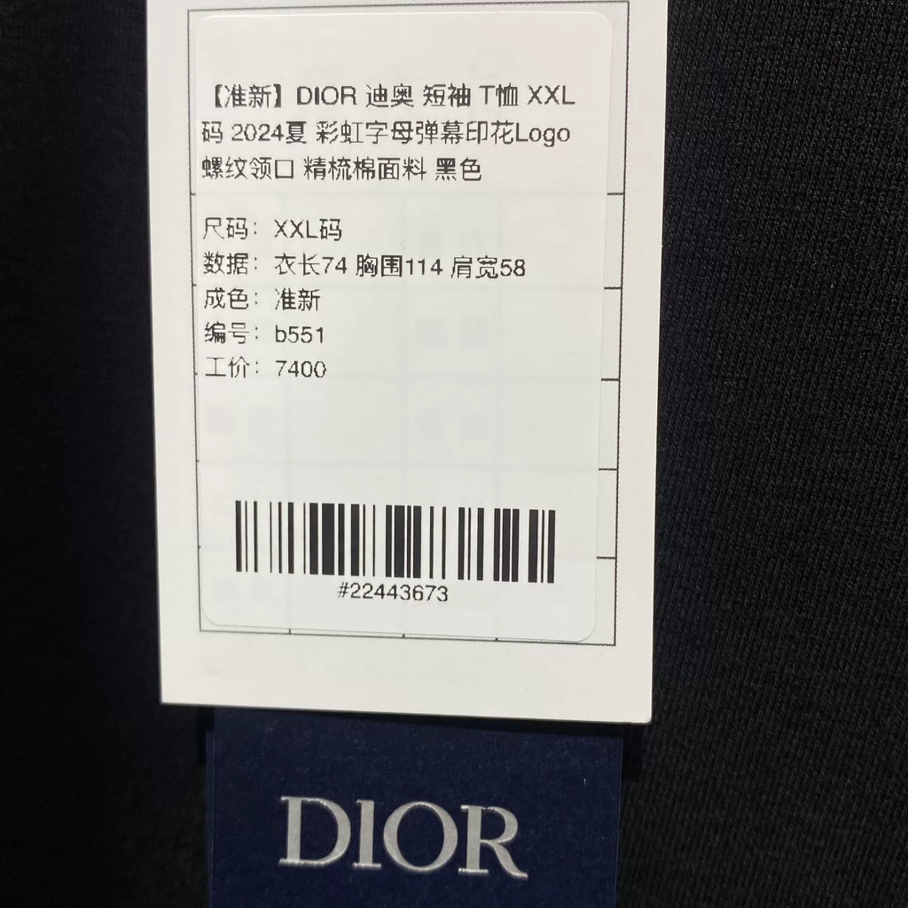 Dior 2024 Print Logo Cotton Black Short Sleeve T-Shirt