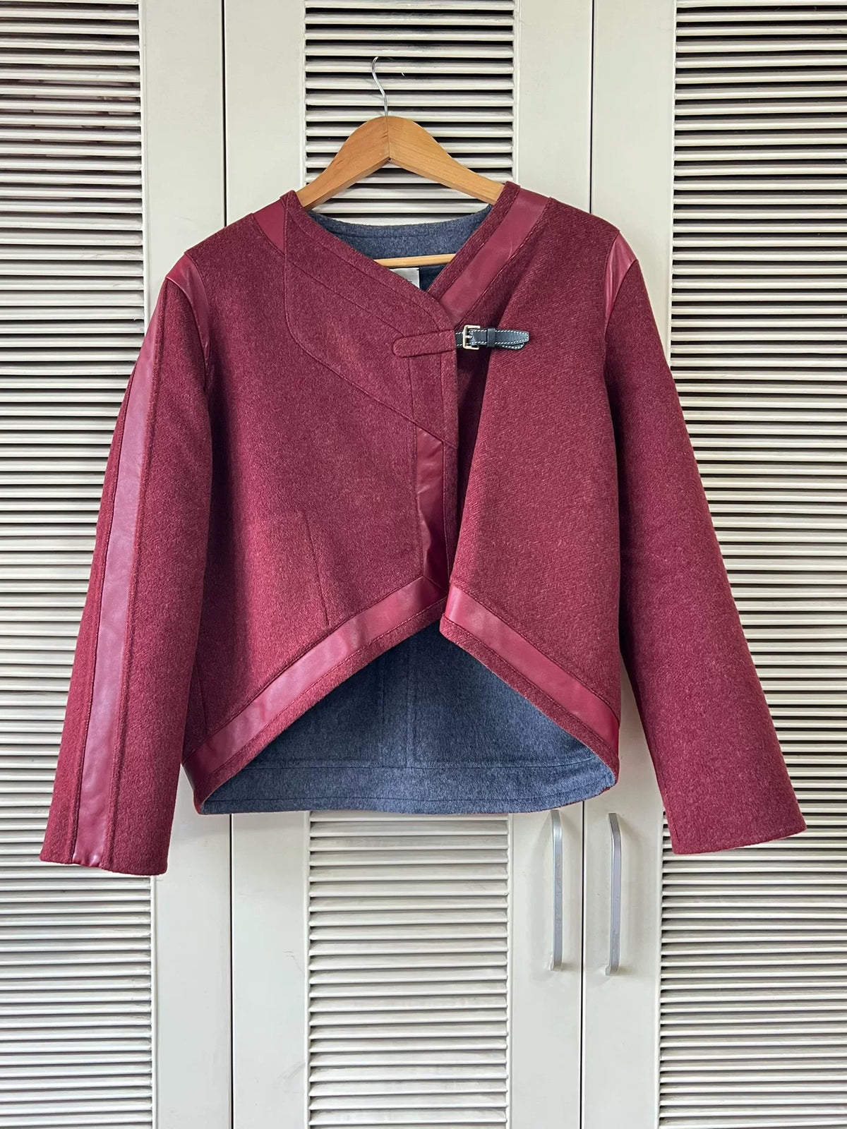 Hermès Cashmere Pieced Leather Red Jacket