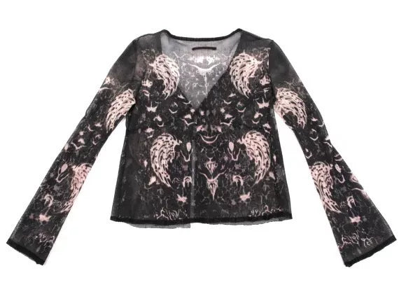 Jean Paul Gaultier Vintage Dark Floral Mesh Cardigan