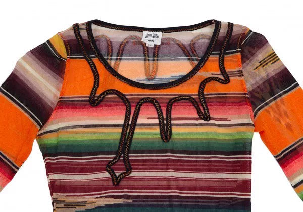 Jean Paul Gaultier Vintage Orange Striped Mesh Top