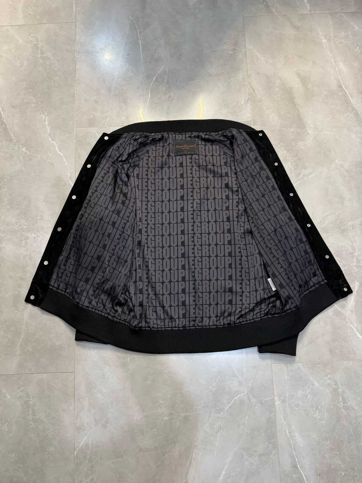 Undercover FW02 All-Over Cross Bear Print Velvet Jacket