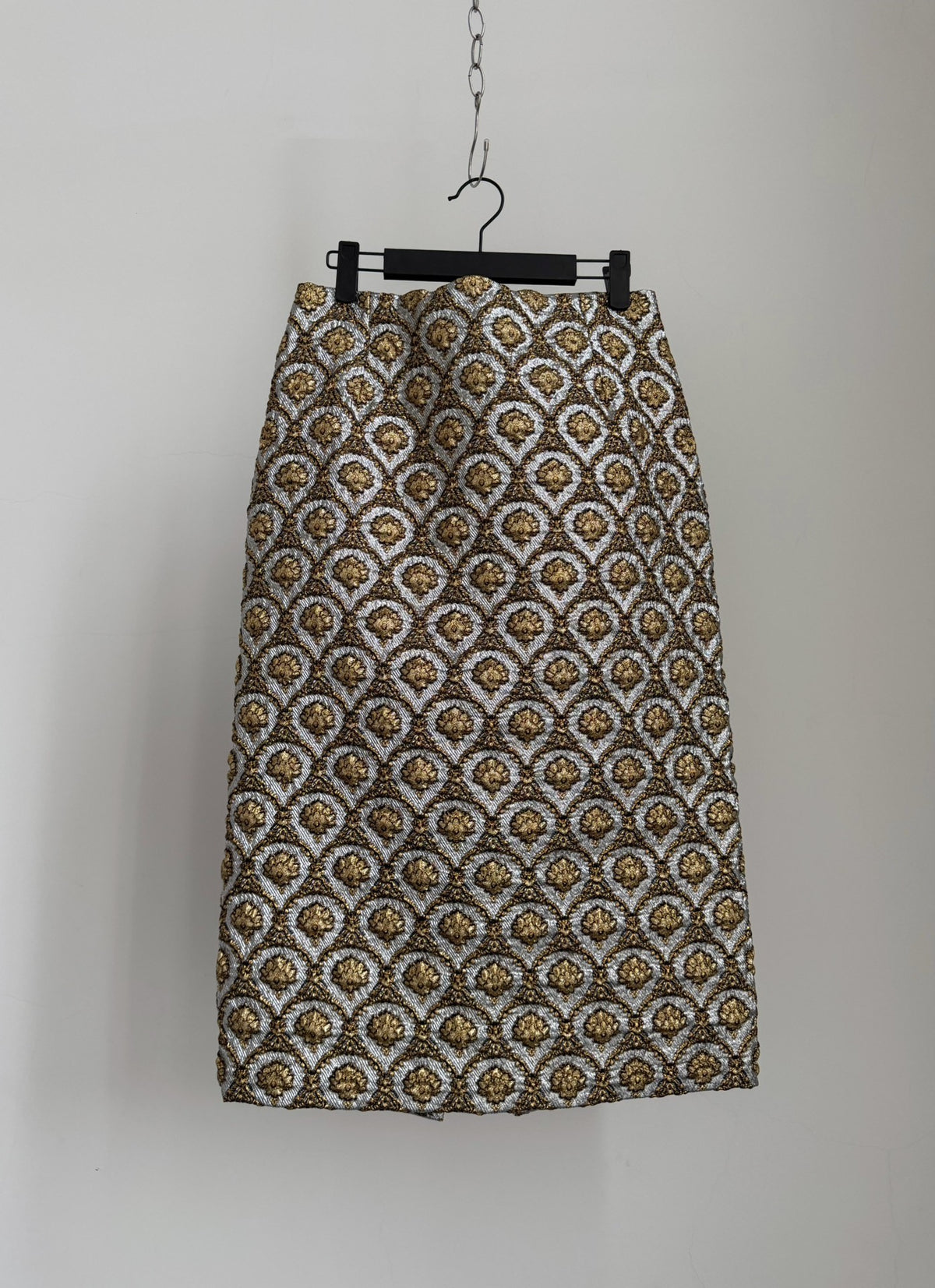 Dries van Noten Midi Gold Plaid Silk Skirt