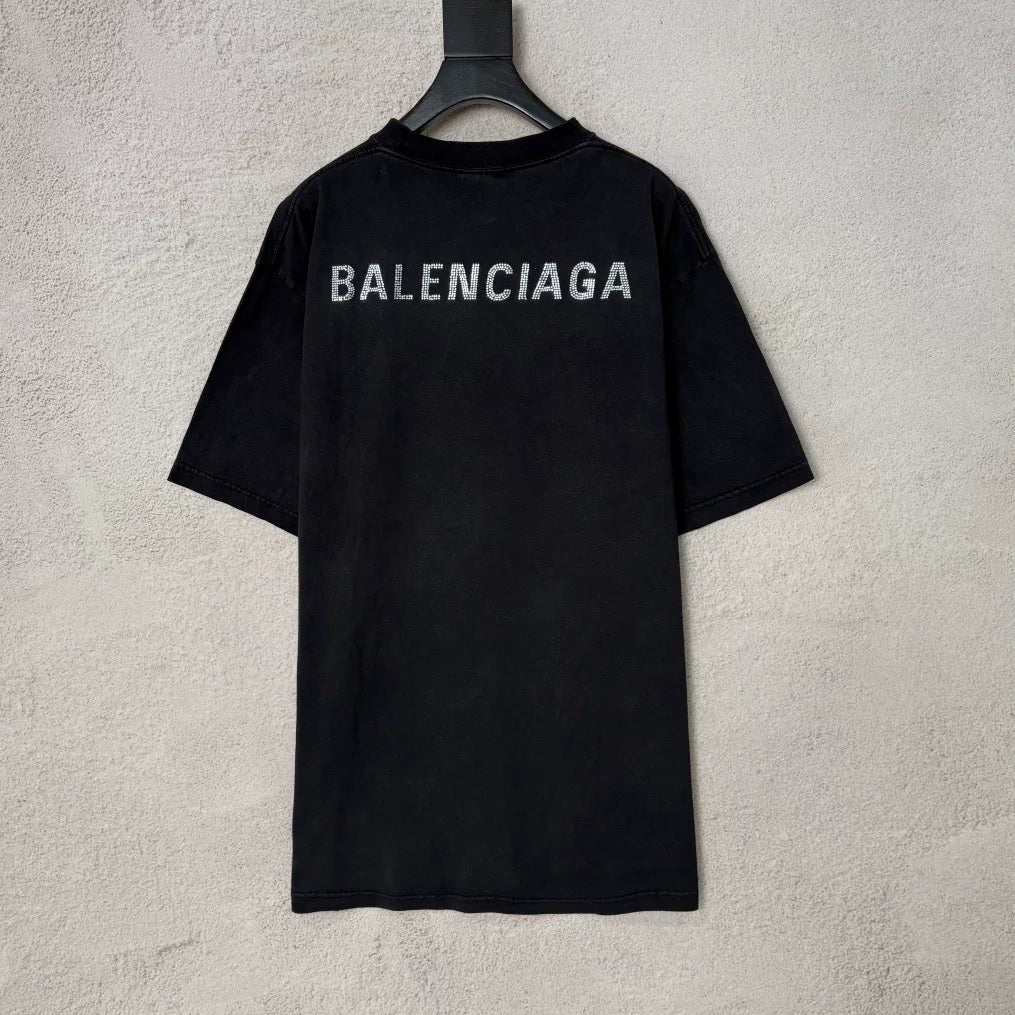 Balenciaga Washed Vintage Crystal Logo Short Sleeve T-Shirt