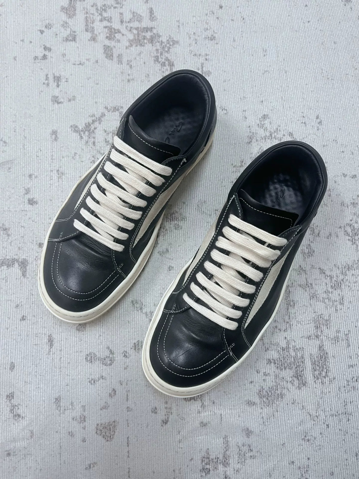 Rick Owens Leather Panelled Sneakers | Black