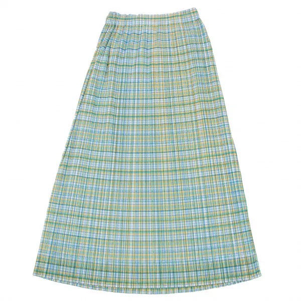 Issey Miyake Vintage Green Plaid Pleated Skirt