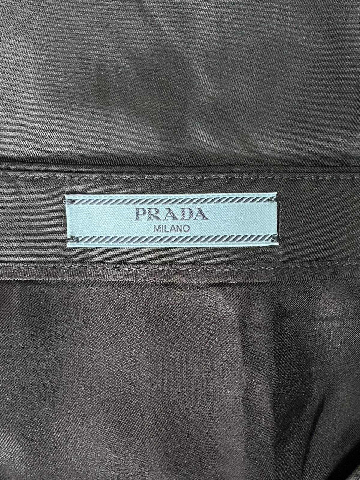 Prada black triangular logo studded skirt