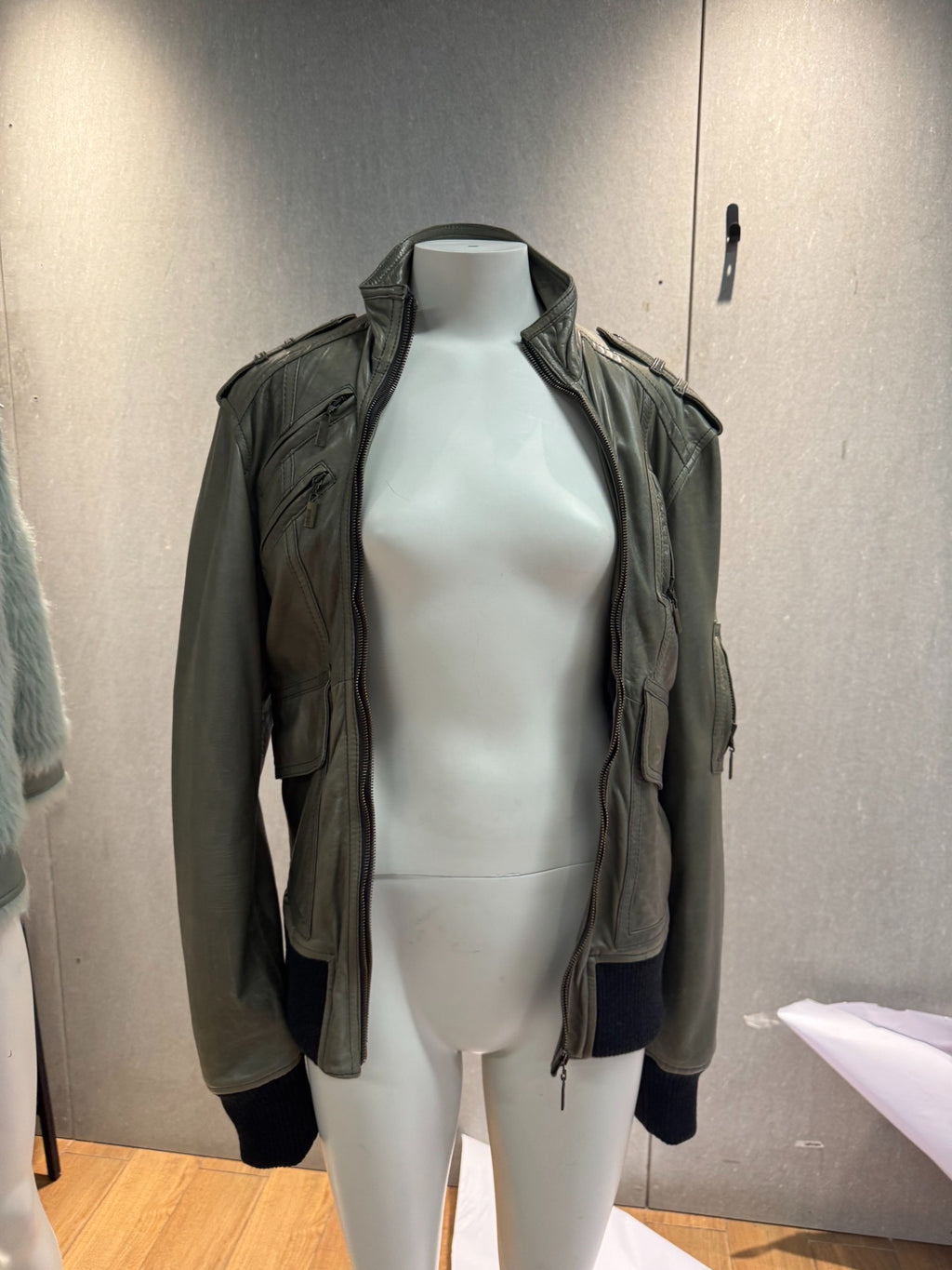 Just Cavalli Multi-Pocket Overlapping Zip Lambskin Jacket