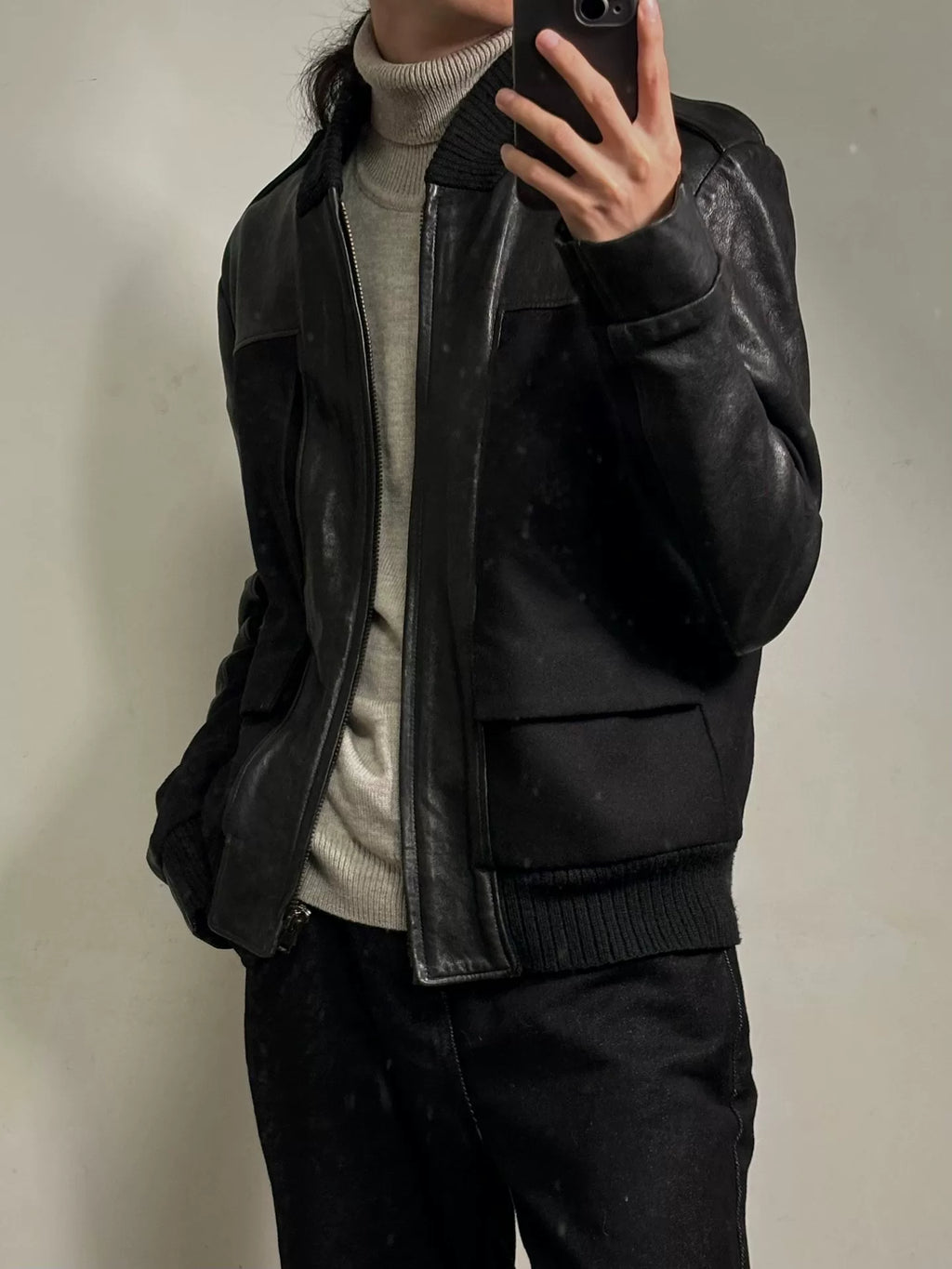Maison Martin Margiela | 2014 Wool and Leather Zip-Up Jacket