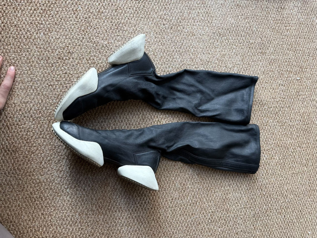 Rick Owens Black x Adidas Lambskin Horsebit Boots