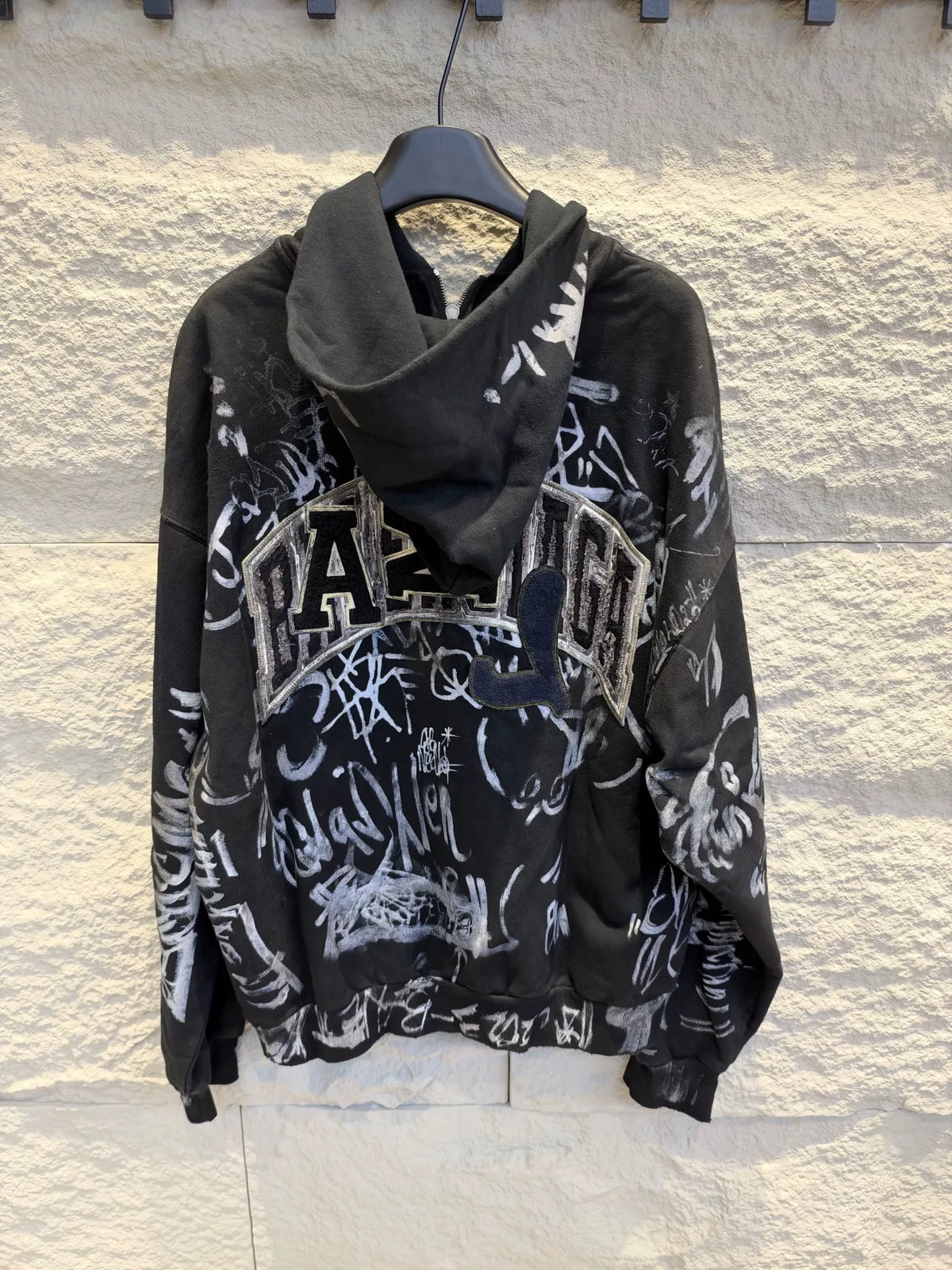 Balenciaga SS24 Black Manchester United Distressed Graphic Sweater