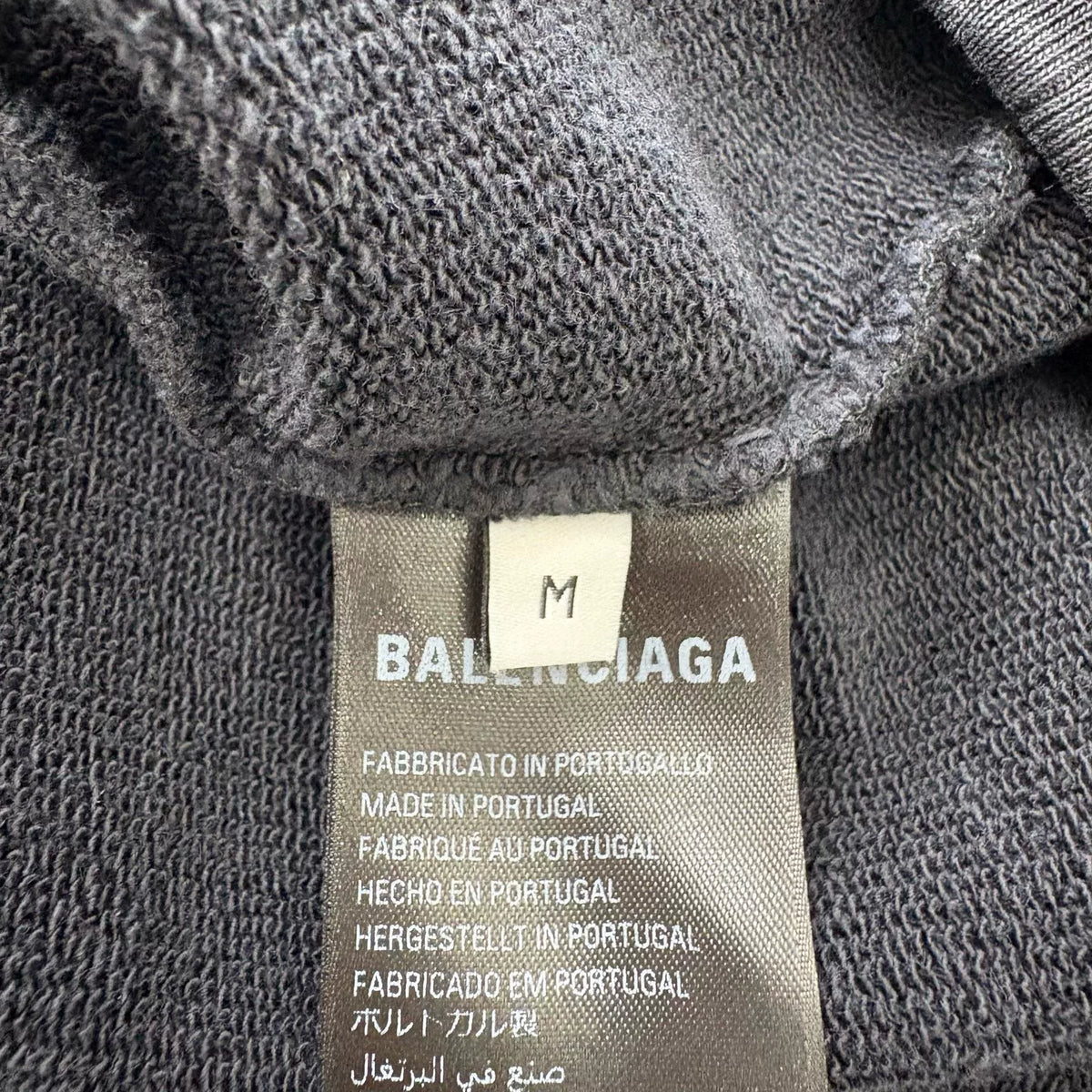 Balenciaga Black Distressed Wash Appliqué Logo Hooded Sweater