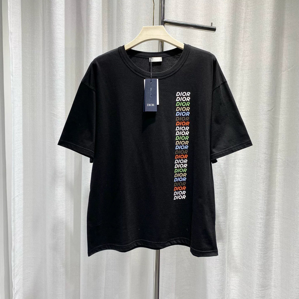 Dior 2024 Print Logo Cotton Black Short Sleeve T-Shirt