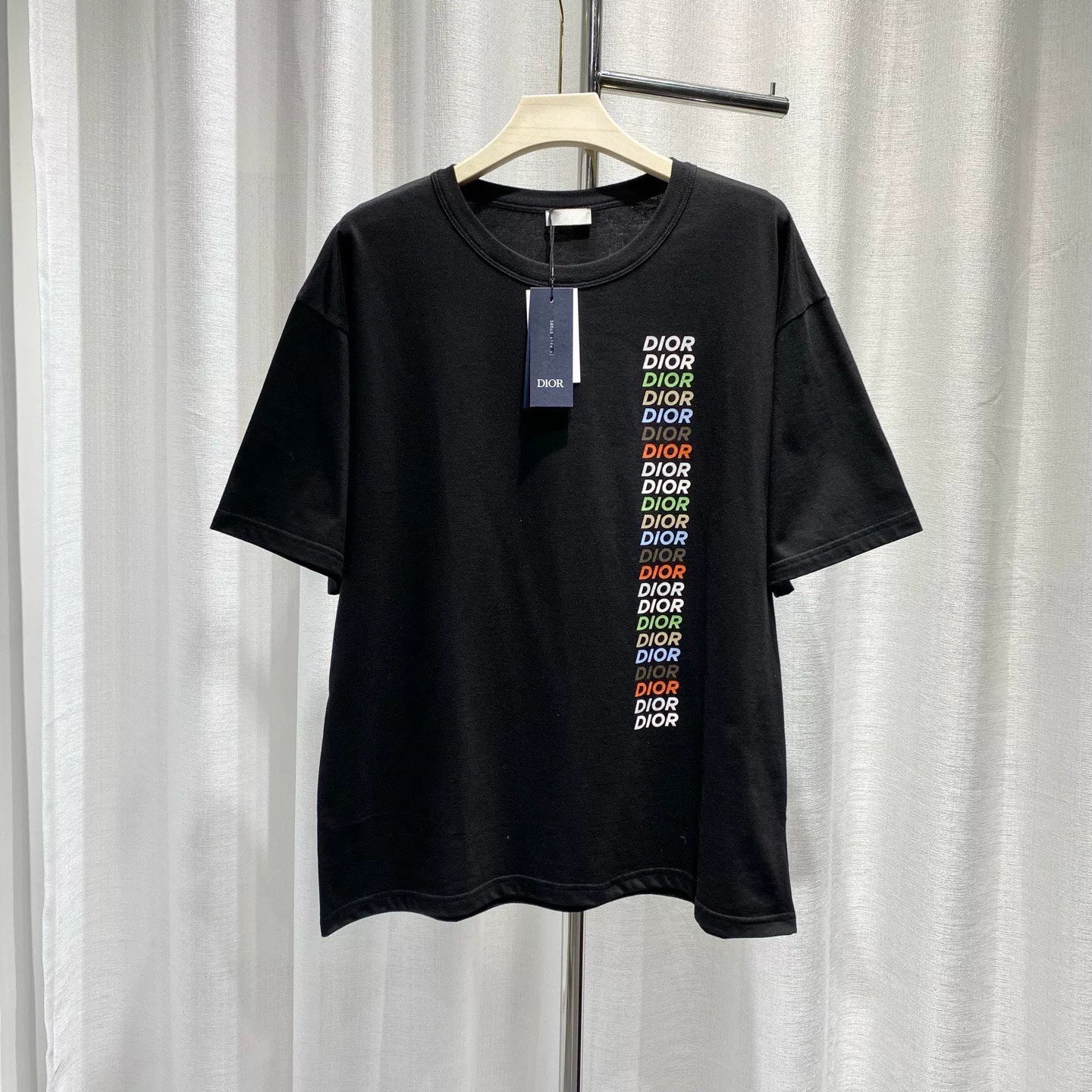 Dior 2024 Print Logo Cotton Black Short Sleeve T-Shirt