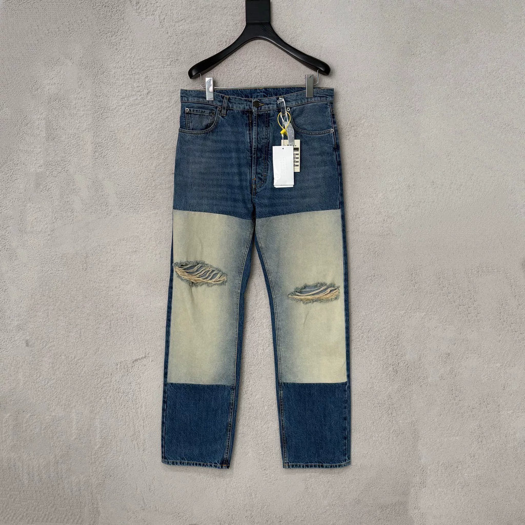 Maison Margiela Blue Patchwork Slash Straight Trousers