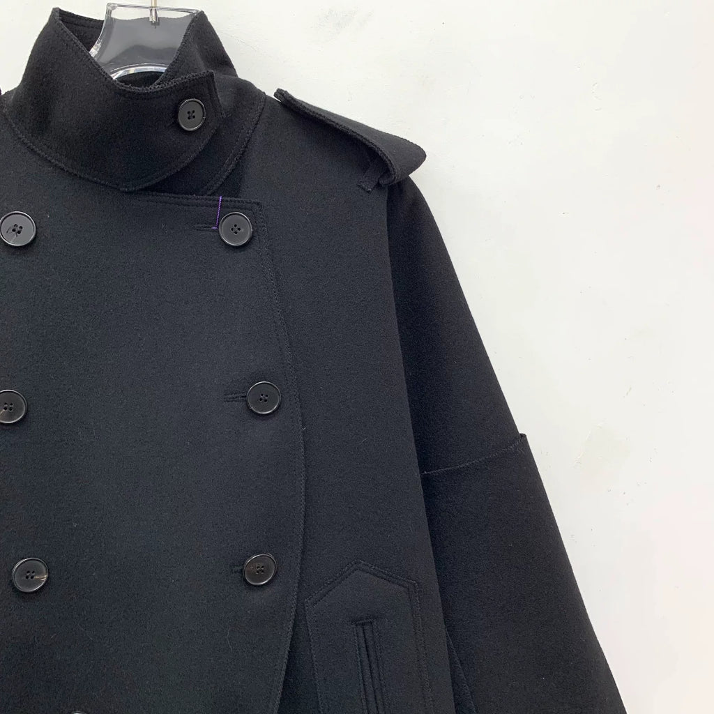 Valentino Black Wool Double-Breasted Long Sleeve Coat