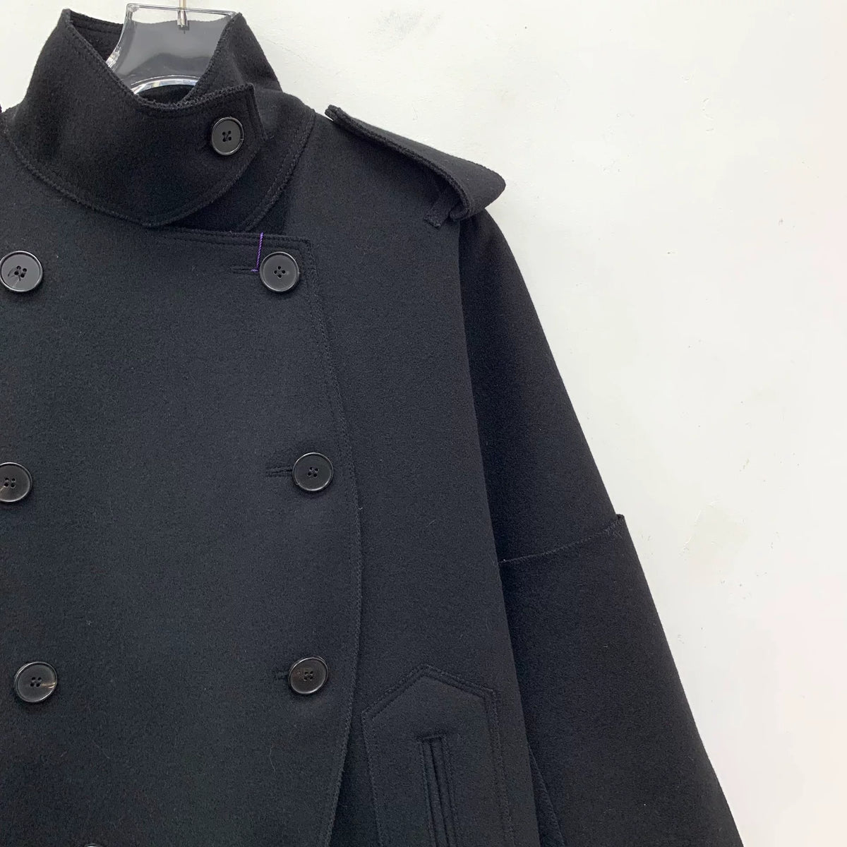 Valentino Black Wool Double-Breasted Long Sleeve Coat