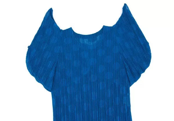 Issey Miyake Vintage Blue Polka Dot Pleated Top