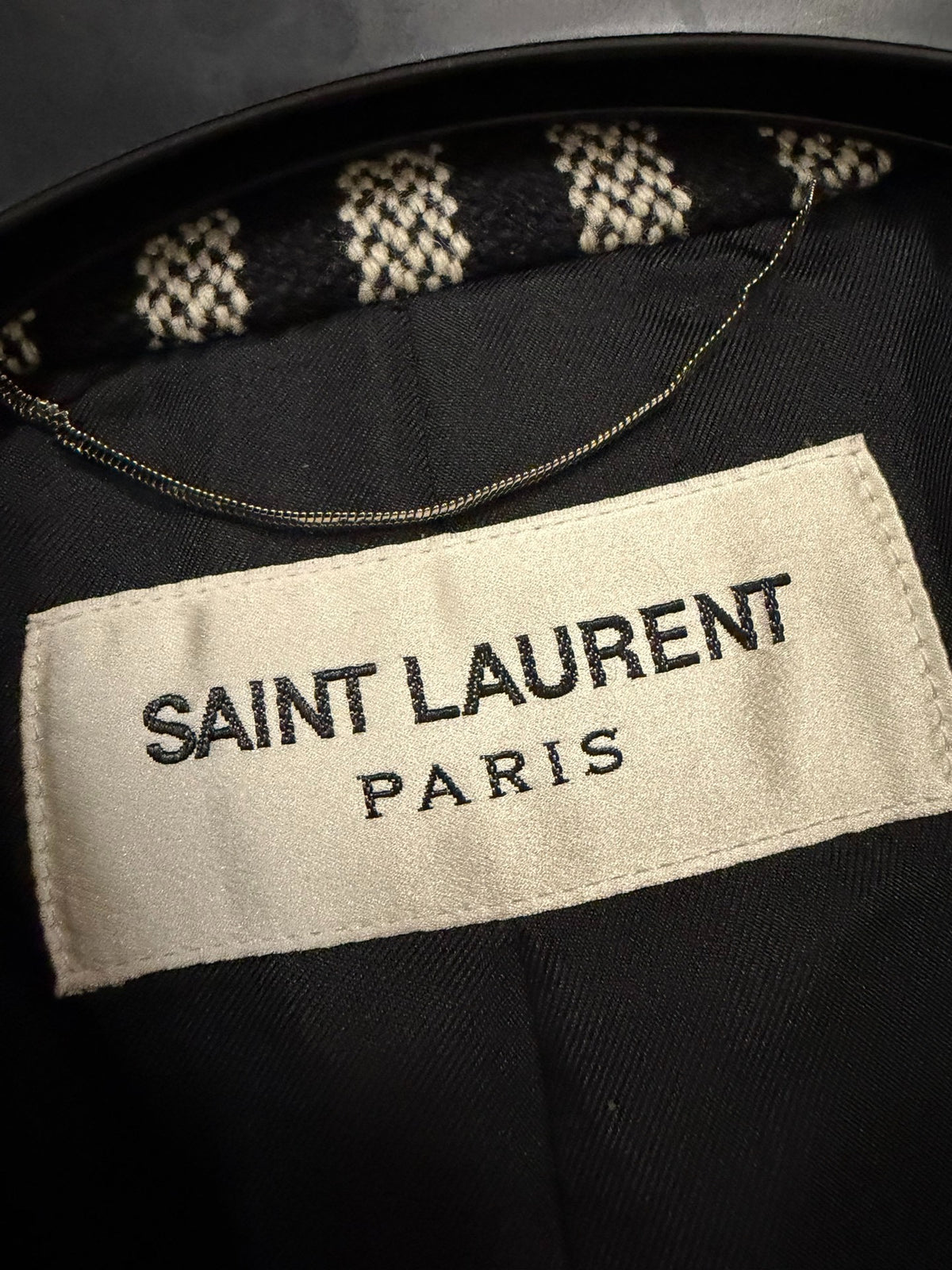 Saint Laurent Paris AW14 Black White Striped Virgin Wool Coat by Hedi Slimane