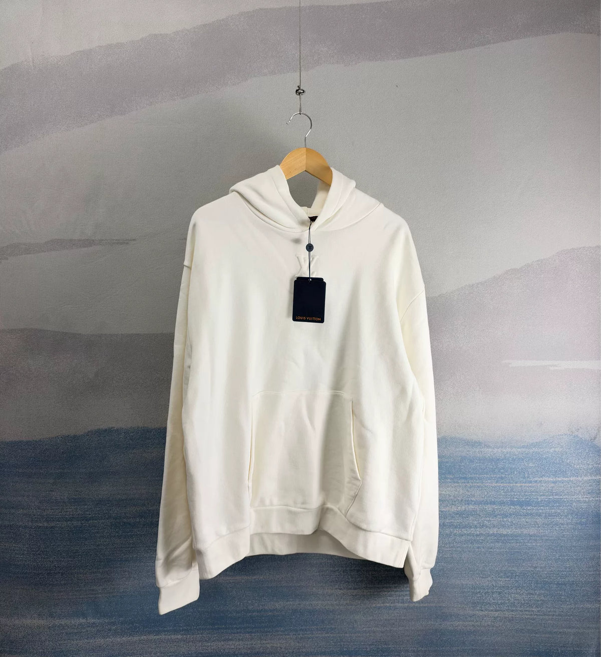 Louis Vuitton FW25 White Embossed Hooded Sweater